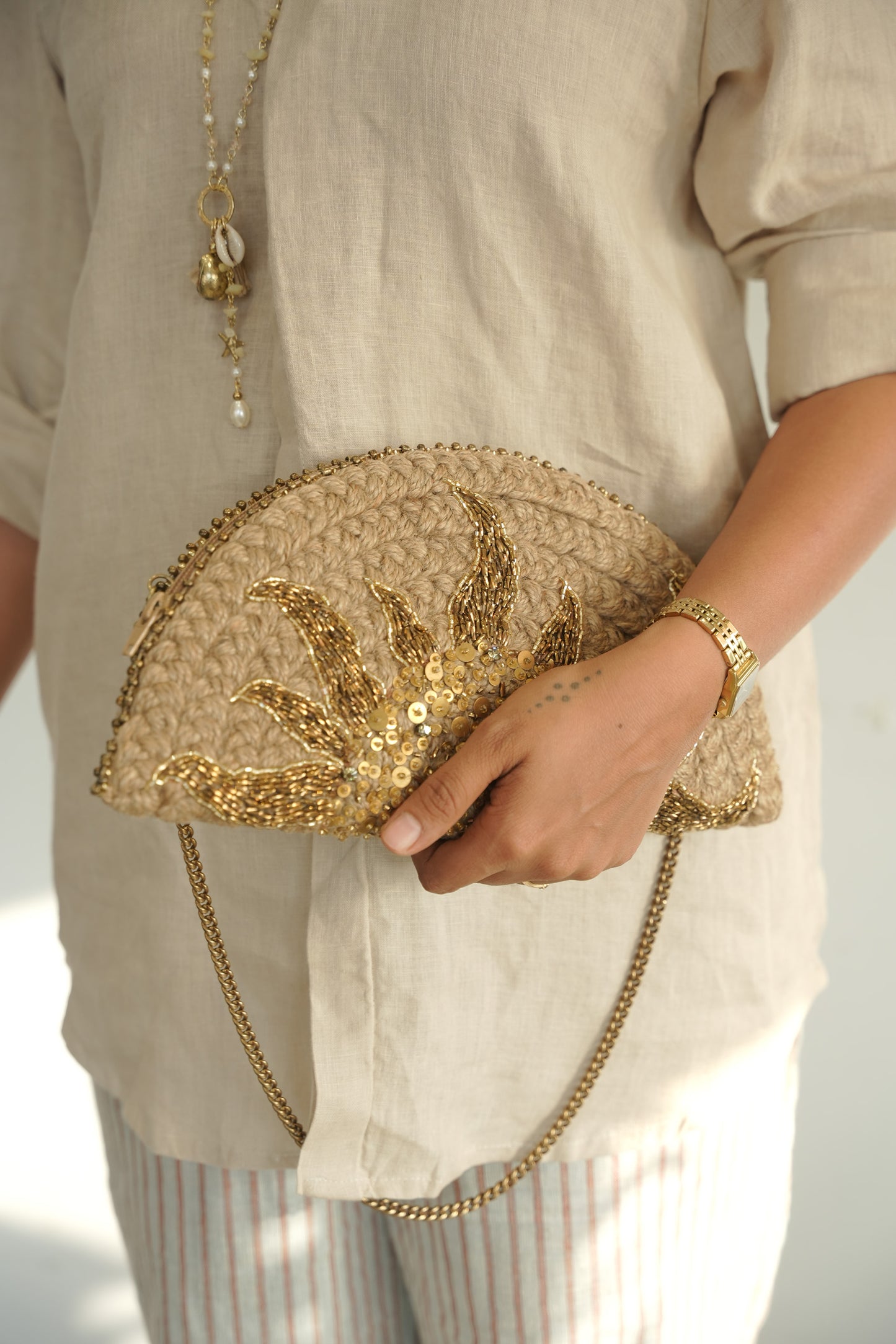 Golden Hour Half Moon Clutch Bag