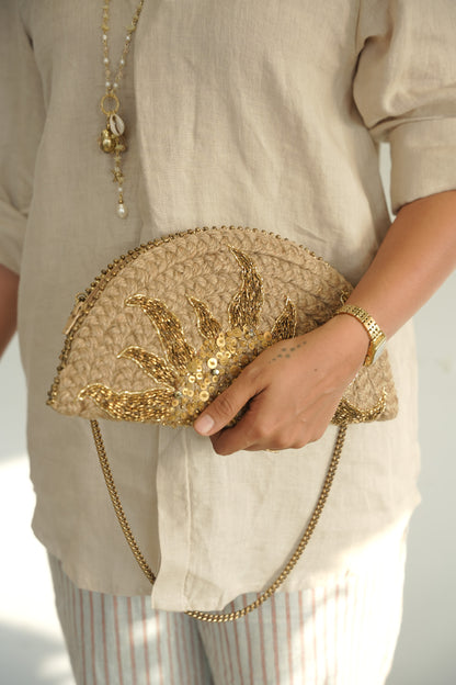 Golden Hour Half Moon Clutch Bag