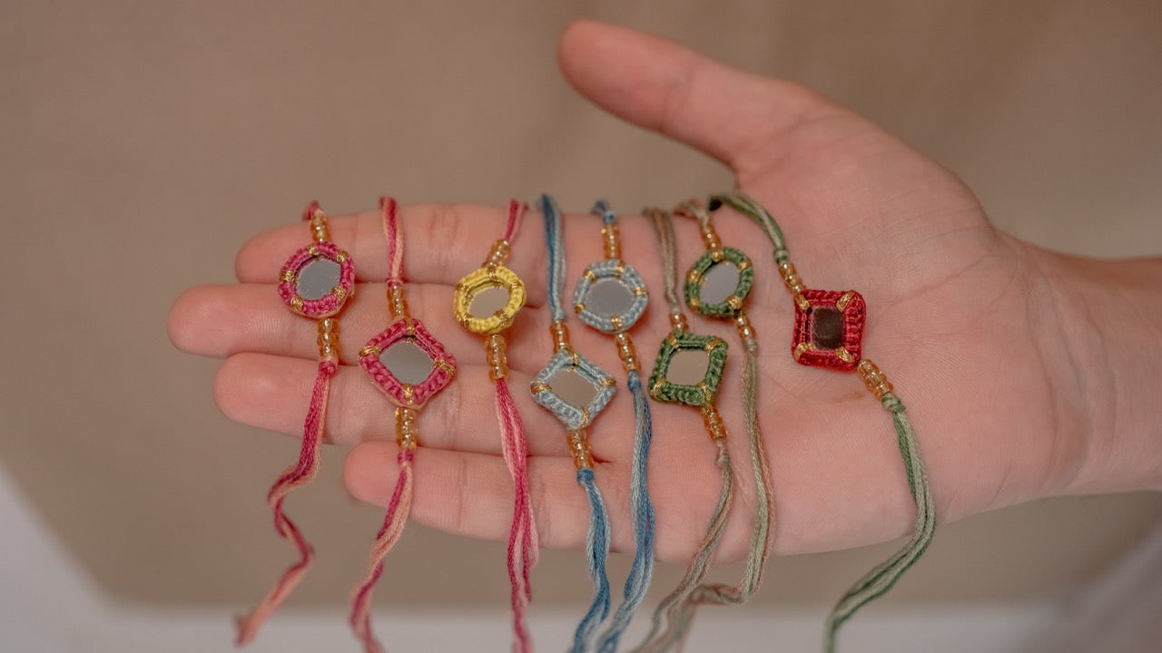 Mirror Rakhis ~ Pink and Blue (Set of 2)