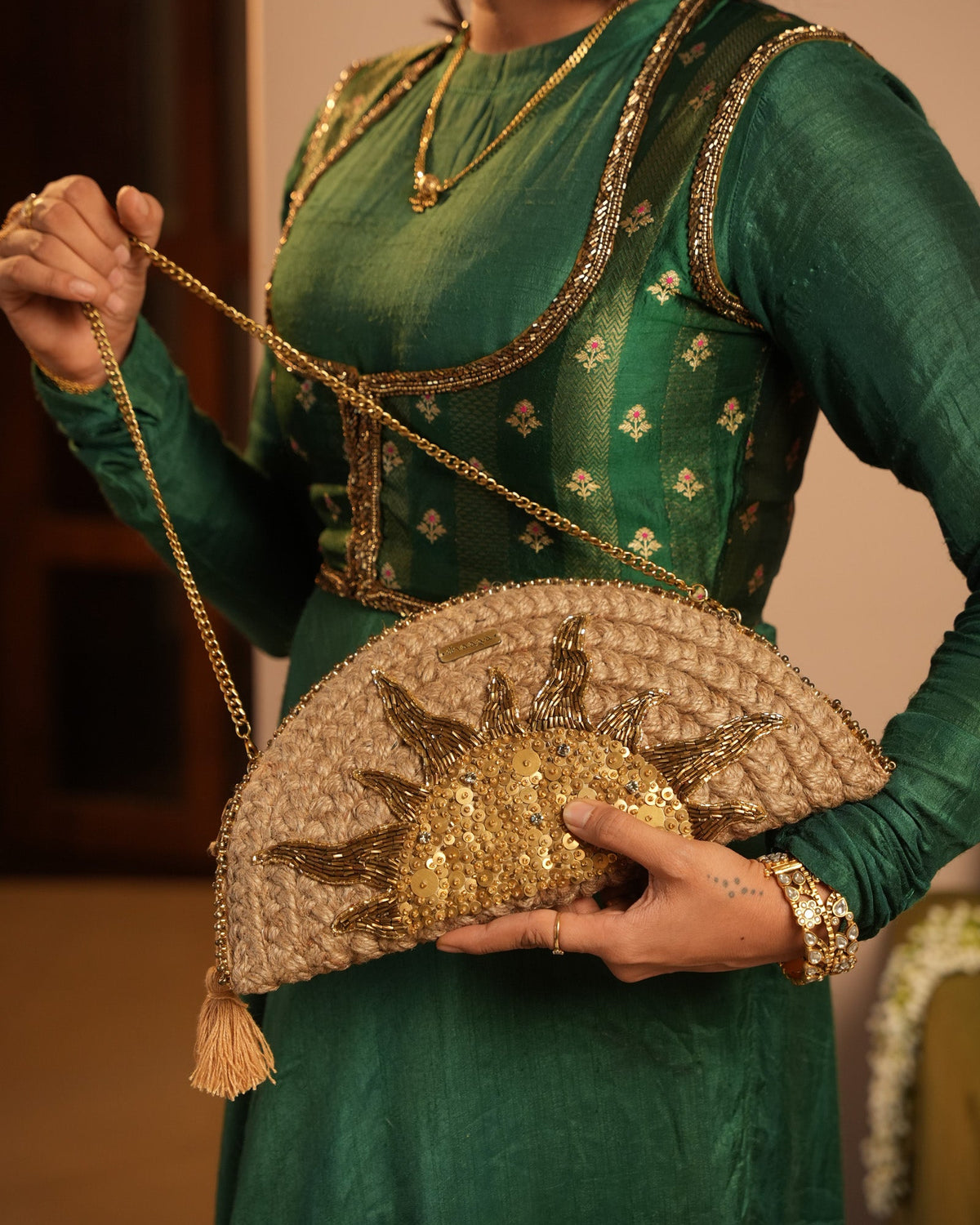 Golden Hour Half Moon Clutch Bag
