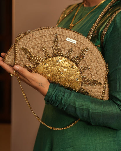 Golden Hour Half Moon Clutch Bag