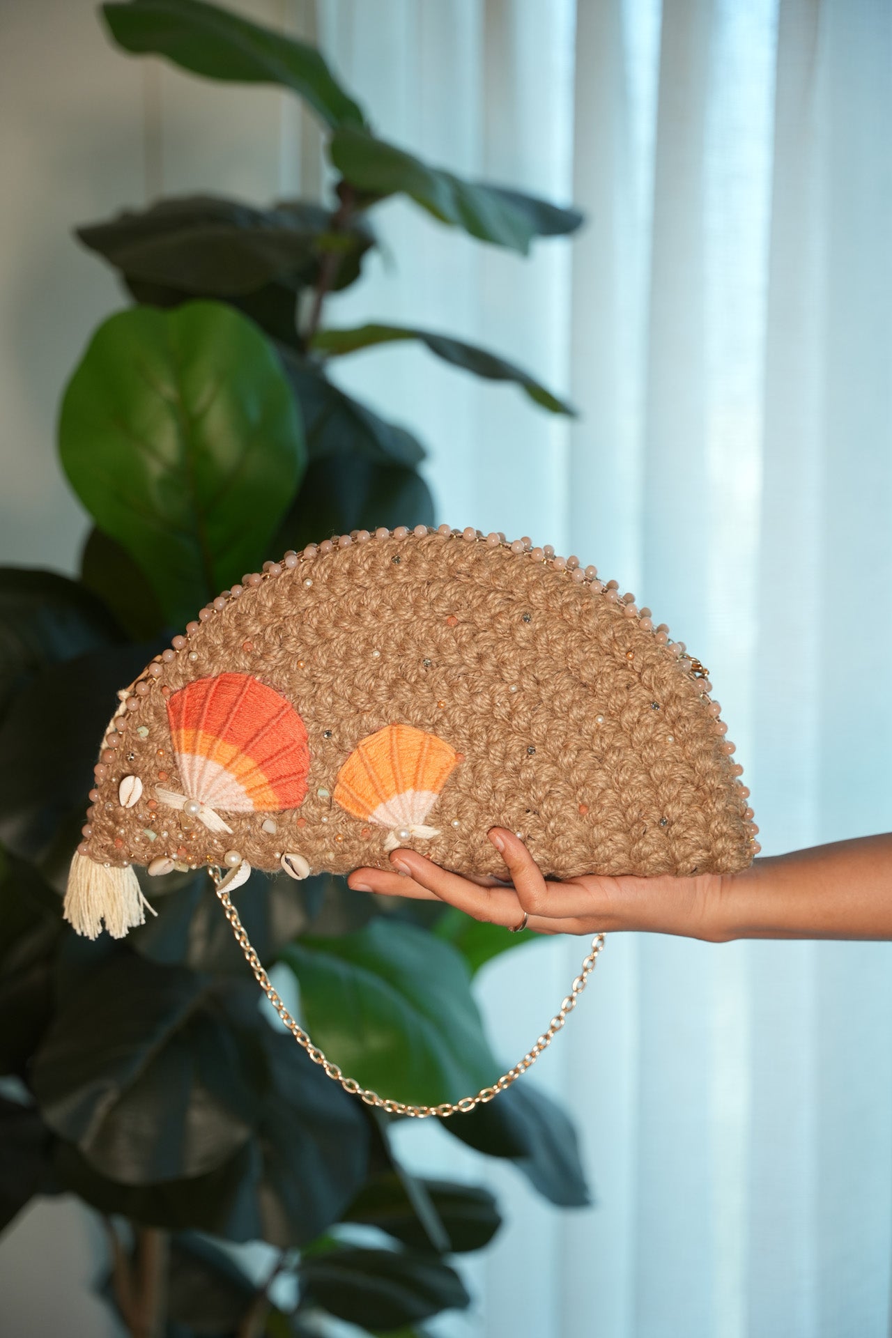 Sea Shell Half Moon Bag