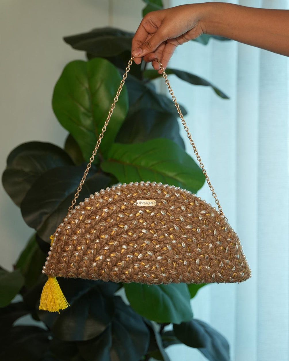 Silver Gold Half Moon Clutch Bag