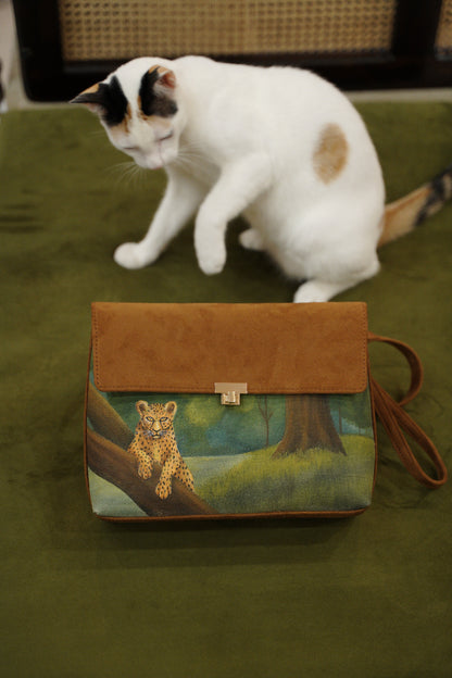 Free and Fierce ~ handpainted shoulder bag/ wristlet bag