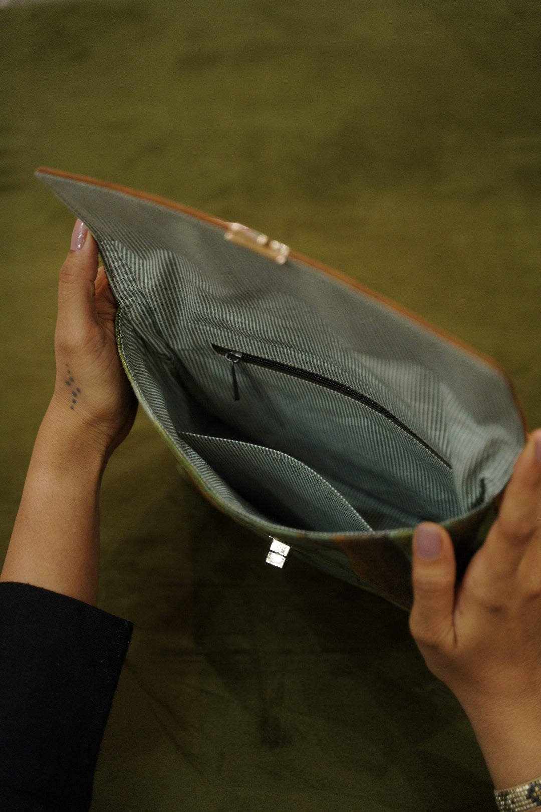 Free and Fierce ~ handpainted shoulder bag/ wristlet bag