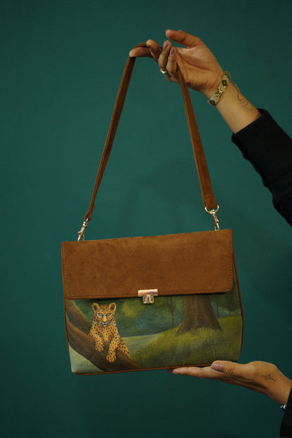 Free and Fierce ~ handpainted shoulder bag/ wristlet bag