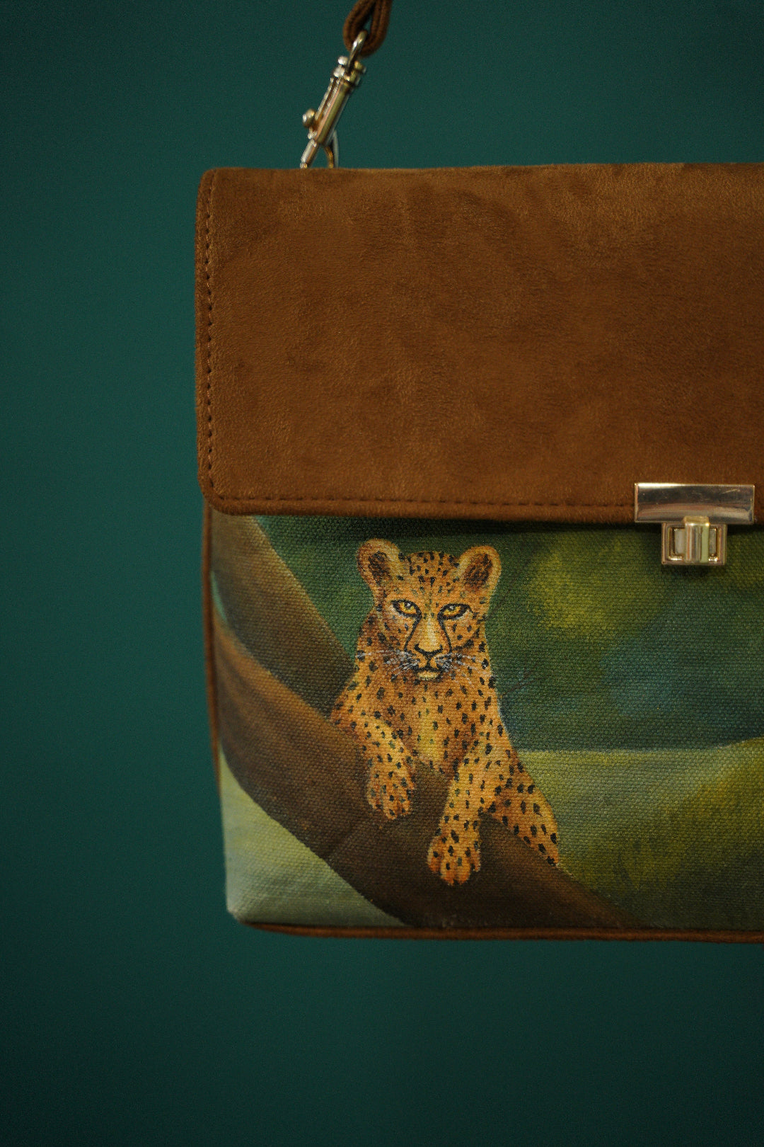 Free and Fierce ~ handpainted shoulder bag/ wristlet bag