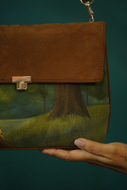 Free and Fierce ~ handpainted shoulder bag/ wristlet bag