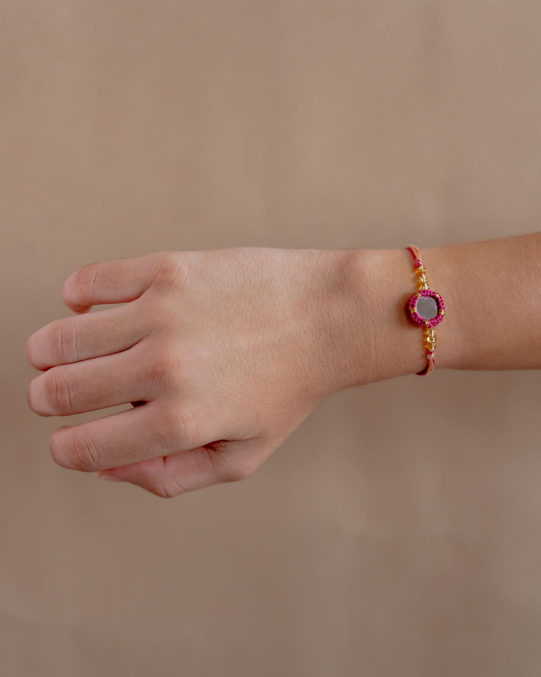 Rosa und grüne Spiegel-Rakhis ~ 2er-Set