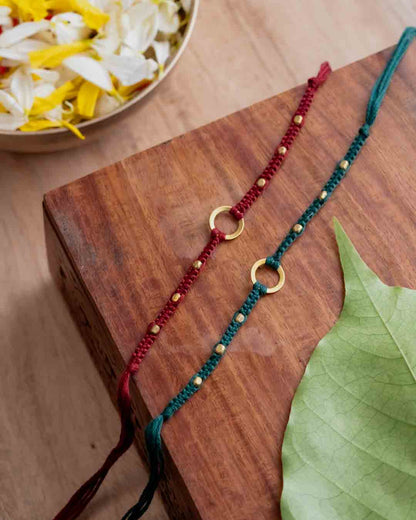 Connection Rakhi ~ Red & Green (Set of 2)