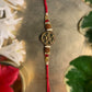 Wooden Kundan Rakhi ~ Red