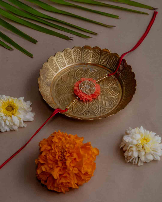 Dhaaga Floral Festive Rakhi ~ Orange