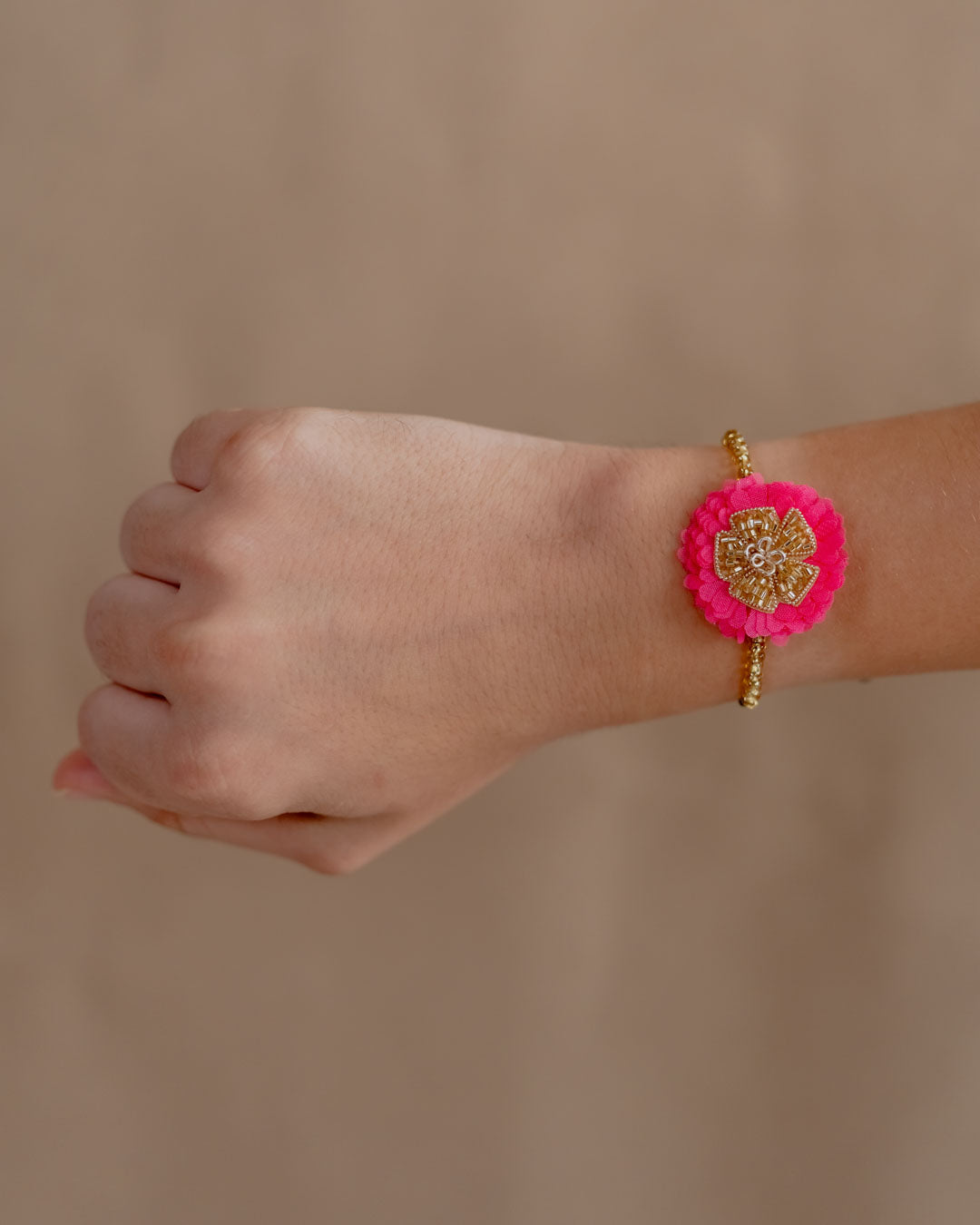 Dhaaga Floral Festliches Rakhi ~ 2er-Set (Rosa + Orange)