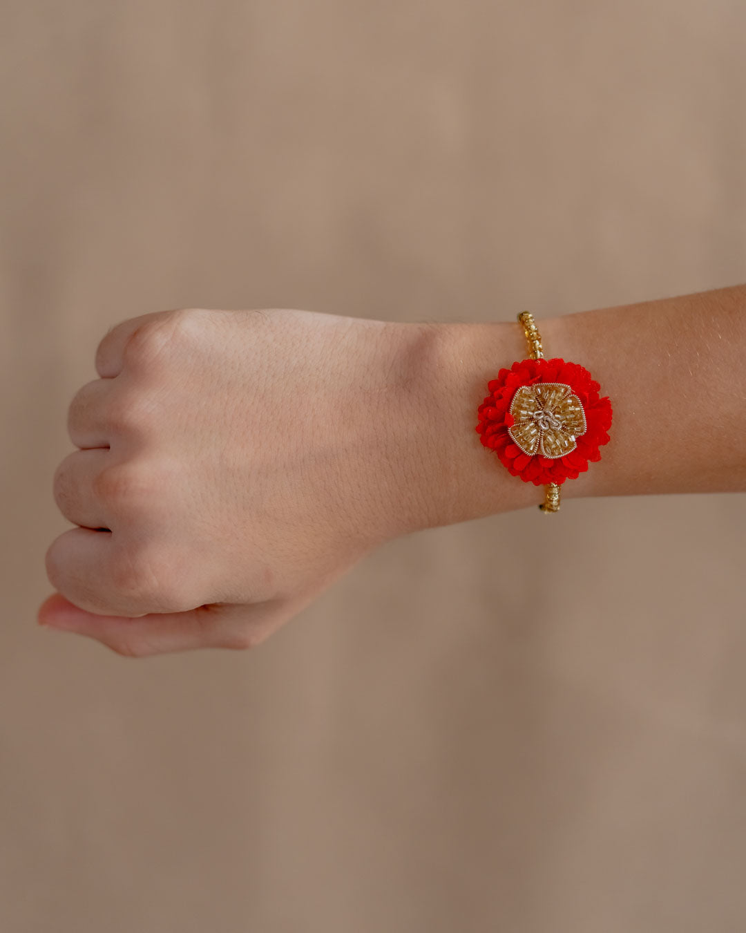 Dhaaga Floral Festive Rakhi ~ Red