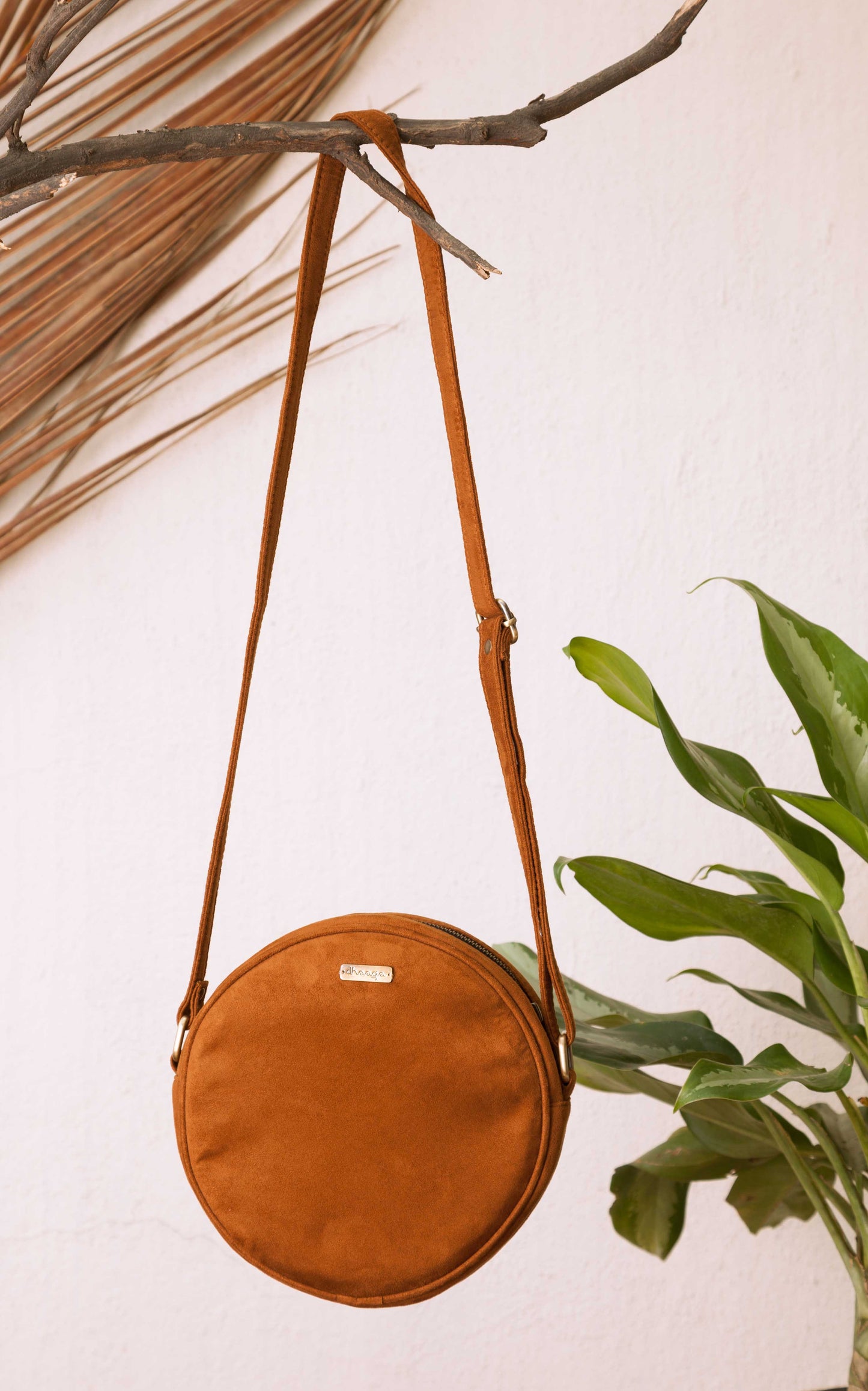 Autumn Brown Floral Round Sling Bag