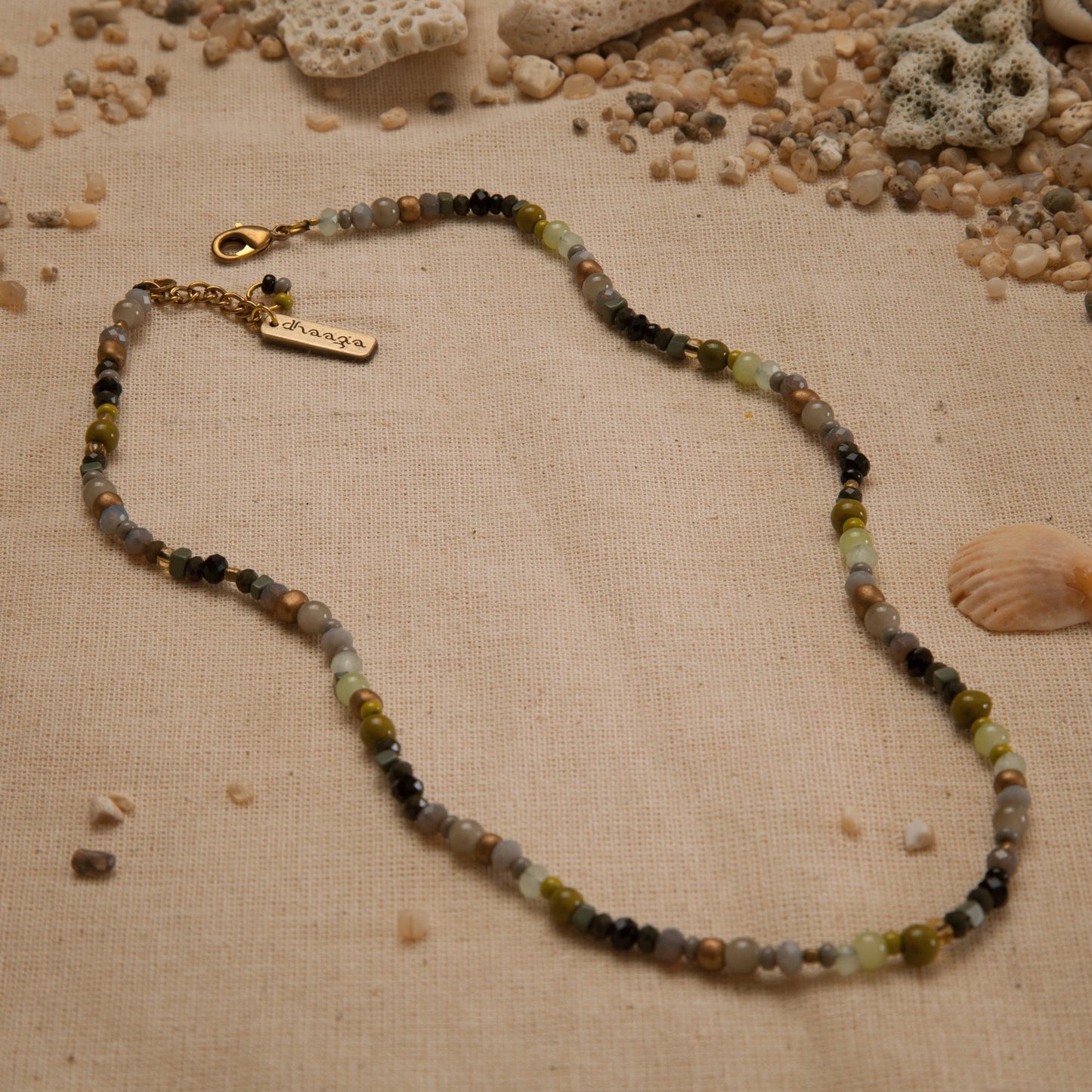 Green Forest Crystal Stone Beach Choker Necklace