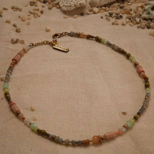 Kai Peach Crystal Stone Beach Choker Necklace