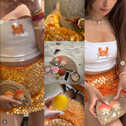 Sea Shell Half Moon Bag